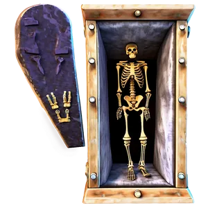 Skeleton In Coffin PNG 05032024