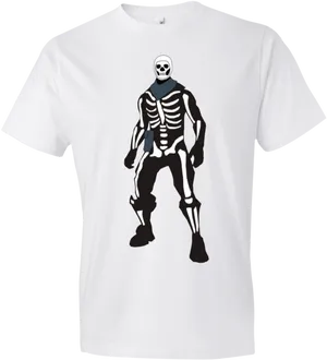 Skeleton Print White T Shirt Design PNG image