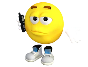Skeptical Emoji With Phoneand Shoes PNG