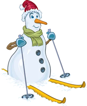 Skiing Snowman Christmas Illustration