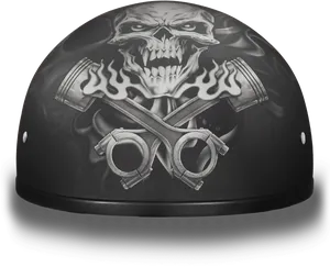 Skull Flame Motorcycle Helmet PNG image