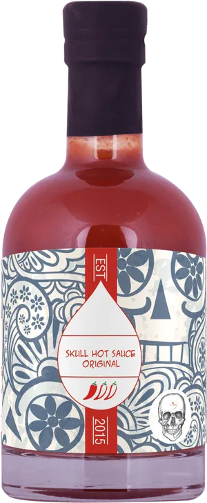 Skull Hot Sauce Original2015 Bottle PNG image