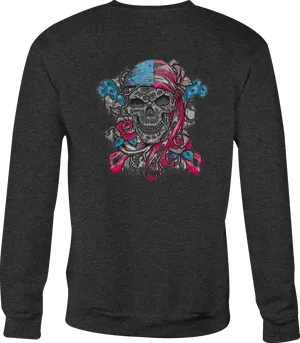 Skull Pirate Graphic Long Sleeve Shirt PNG image
