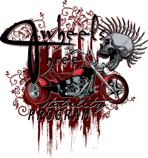 Skull Rider Motorcycle Tshirt Design PNG image