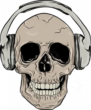 Skull Wearing Headphones Artwork PNG image