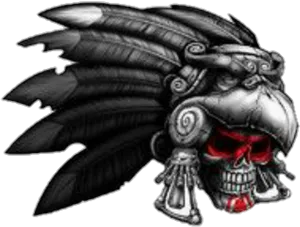 Skull_with_ Feathered_ Headdress_ Artwork PNG image