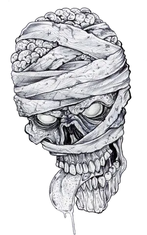 Skull_ Wrapped_in_ Barbed_ Wire_ Drawing PNG