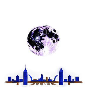 Skyline And Full Moon PNG Bgq53 PNG