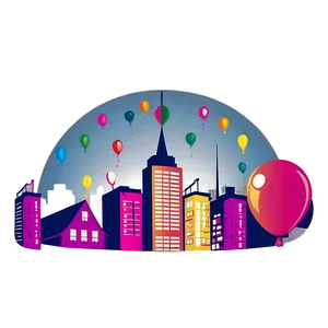 Skyline With Balloons PNG 06202024