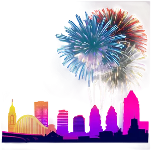 Skyline With Fireworks PNG Xub PNG