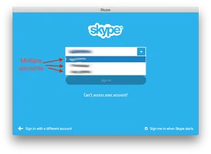 Skype Multiple Accounts Login Screen PNG image