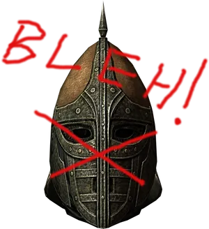 Skyrim Helmet Graffiti Defaced PNG image