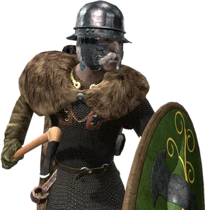 Skyrim Warriorwith Helmetand Shield PNG