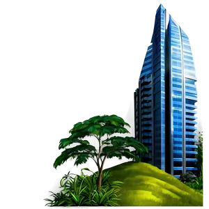 Skyscraper Amidst Nature PNG Ktl78