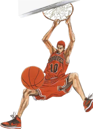 Slam Dunk Anime Basketball Player Dunking PNG image