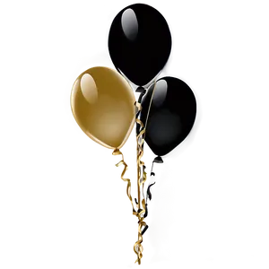 Sleek Black And Gold Party Balloons Png Rjv55 PNG image