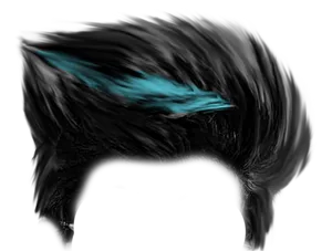 Sleek Black Hairstylewith Teal Streak