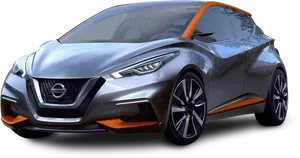 Sleek Gray Sports Car Concept PNG image