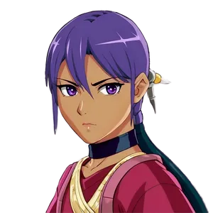 Sleek Purple Hair Anime Warrior PNG Emu PNG