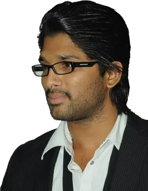 Sleek Side Parted Hairstyle Man PNG