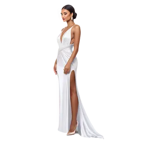 Sleek White Evening Dress Png 2 PNG image