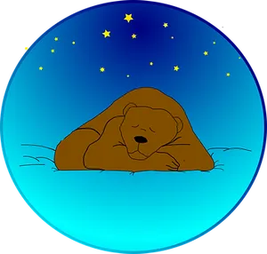 Sleeping Bear Under Starry Sky