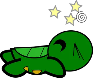 Sleeping Cartoon Turtle Under Stars PNG image