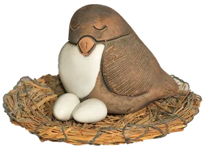 Sleeping Clay Birdin Nestwith Eggs