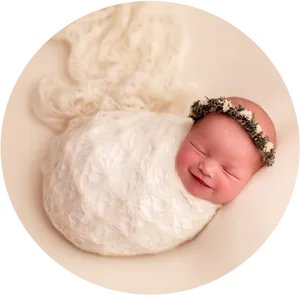 Sleeping Newborn Wrappedin White Blanket PNG image