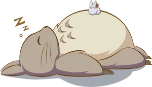 Sleeping Totoroand Soot Sprite PNG image