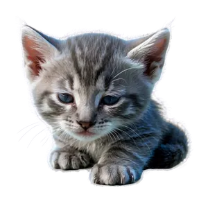 Sleepy Grey Kitten Png 15 PNG image