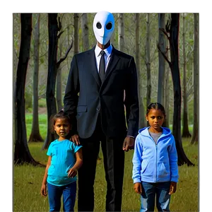 Slender Man And Children PNG Pqy