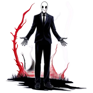 Slender Man Illustration PNG Oof7