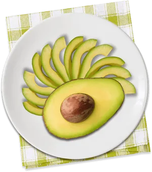 Sliced Avocado Fanned Plate Presentation PNG image