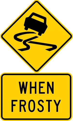 Slippery When Frosty Road Sign PNG image