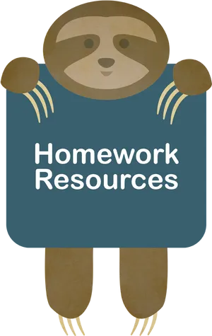 Sloth Homework Resources Sign PNG image