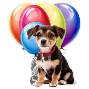Small Dog With Balloons PNG Kob90 PNG