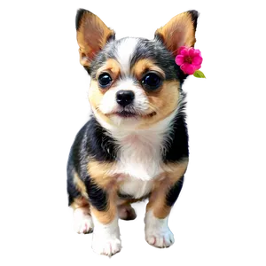 Small Dog With Flowers PNG 99