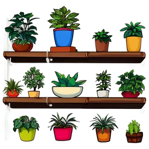 Small Plant On Bookshelf PNG Hcm19