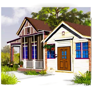Small Town Cottage Street PNG Xiu21 PNG