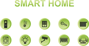 Smart Home Icons Green Background PNG image