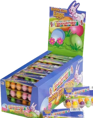 Smarties Bubble Gum Eggs Display Box PNG image