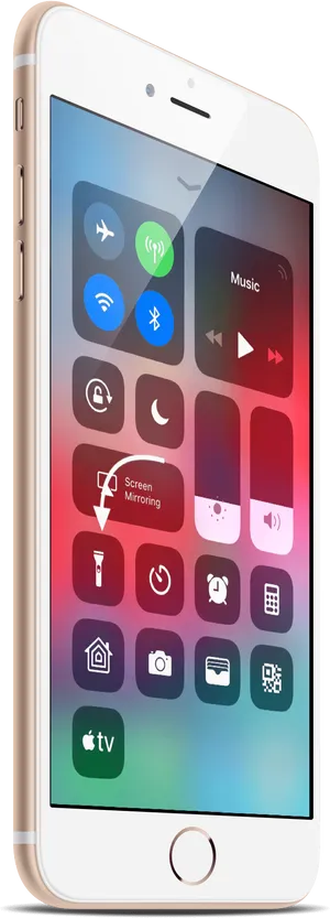 Smartphone Control Center Flashlight Enabled PNG image