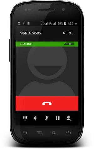 Smartphone Dialing Screen PNG image