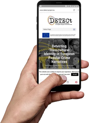 Smartphone Displaying D E T E C Project Website PNG image