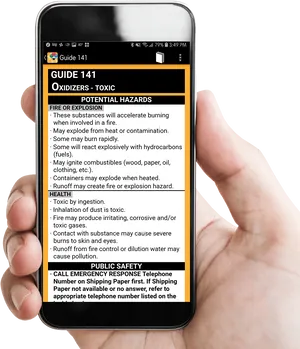 Smartphone Hazardous Materials Guide PNG image