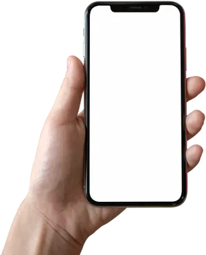 Smartphone Heldin Hand Blank Screen PNG image