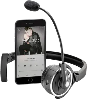 Smartphone Music Headset Setup PNG image
