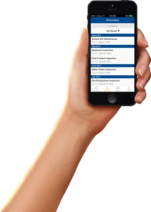 Smartphone Reminder App Hand Hold PNG image