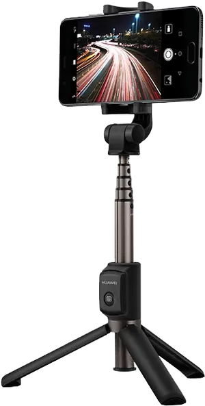 Smartphoneon Tripod Night Cityscape PNG image